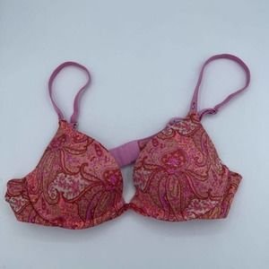 Victorias Secret Womens Biofit Uplift Demi Bra Pink Paisley Underwire Padded 34A